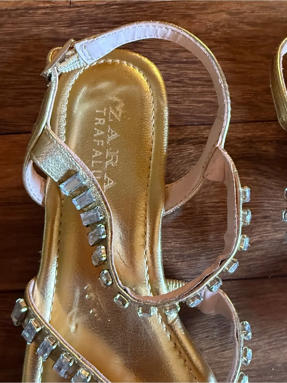Zara Gold Embellished Strappy Sandals Size 36 - Picture 4 of 7